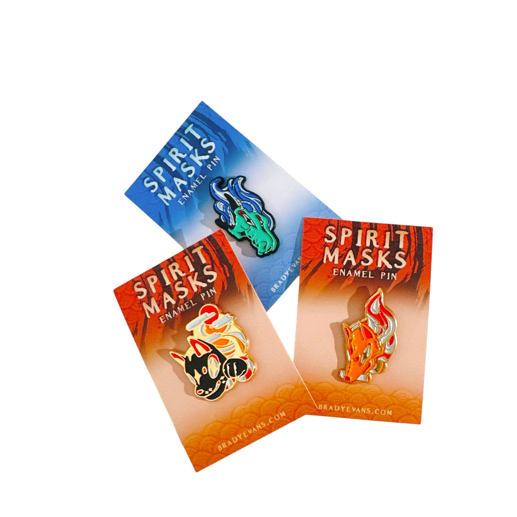 Spirit Masks Enamel pins by BRADY EVANS