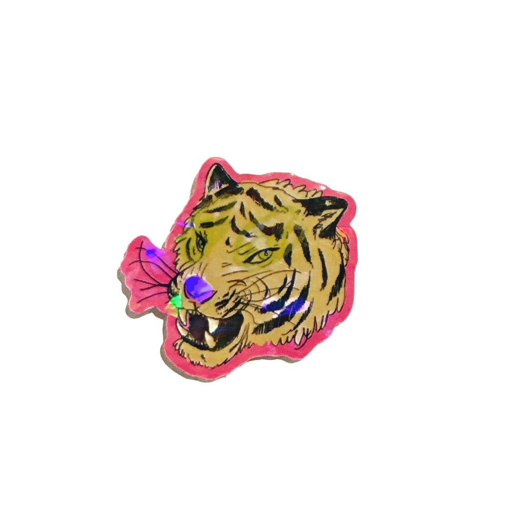Holographic Tiger Head sticker by MODERN ENCHANTMENT