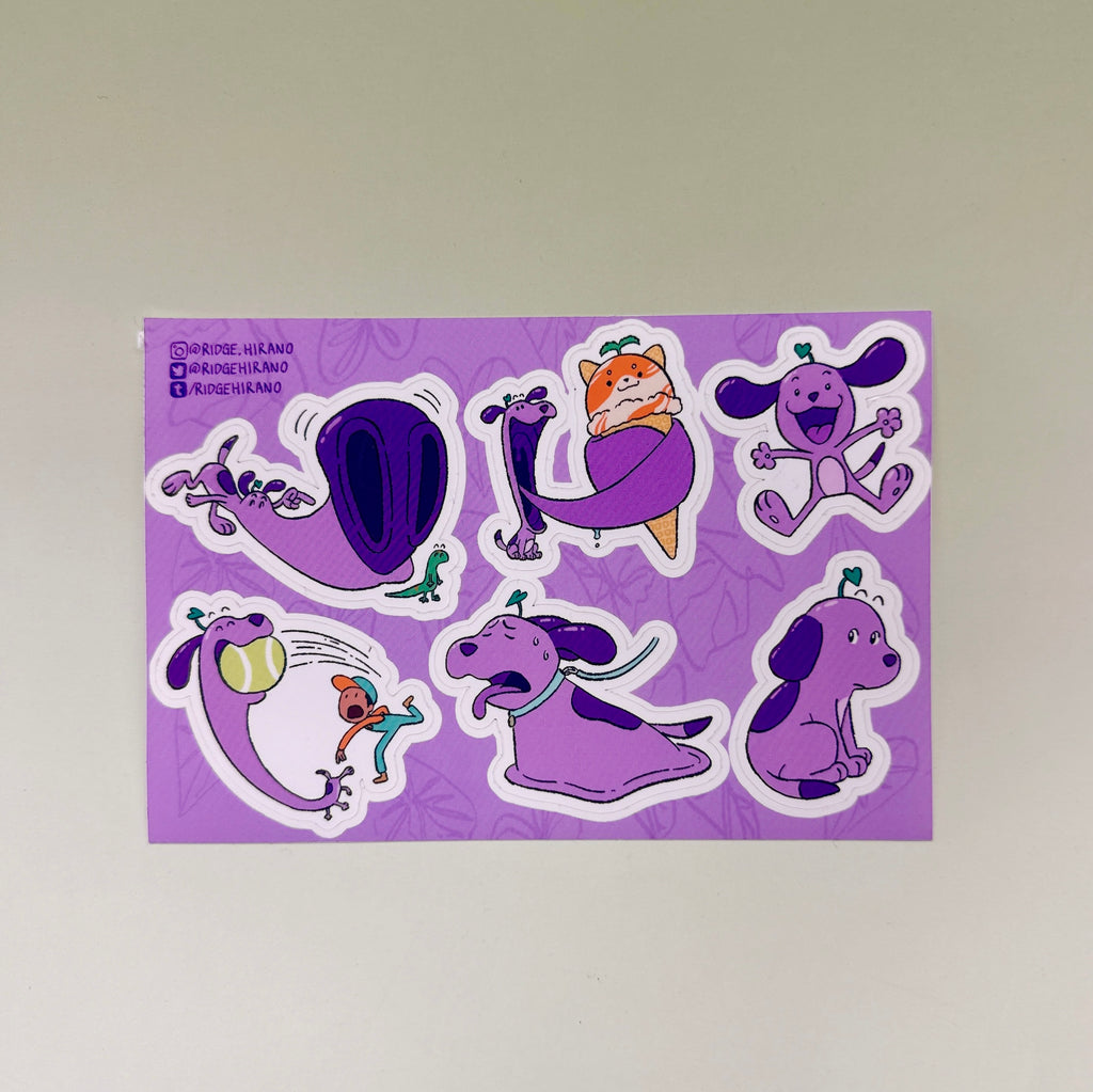 Poi Dog (purple) sticker sheet by Ridge Hirano