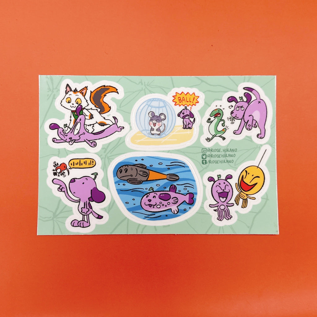 Poi Dog (Green) sticker sheet by Ridge Hirano