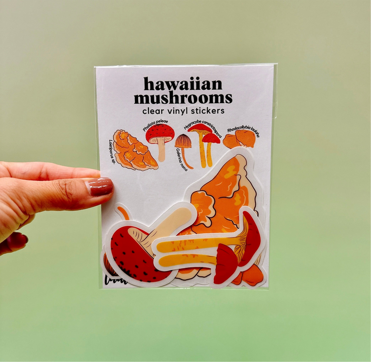 Hawaiian Mushrooms Clear Vinyl Sticker Set