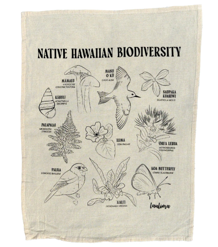 Native Hawaiian Biodiversity Tea Towel by LAULIMA