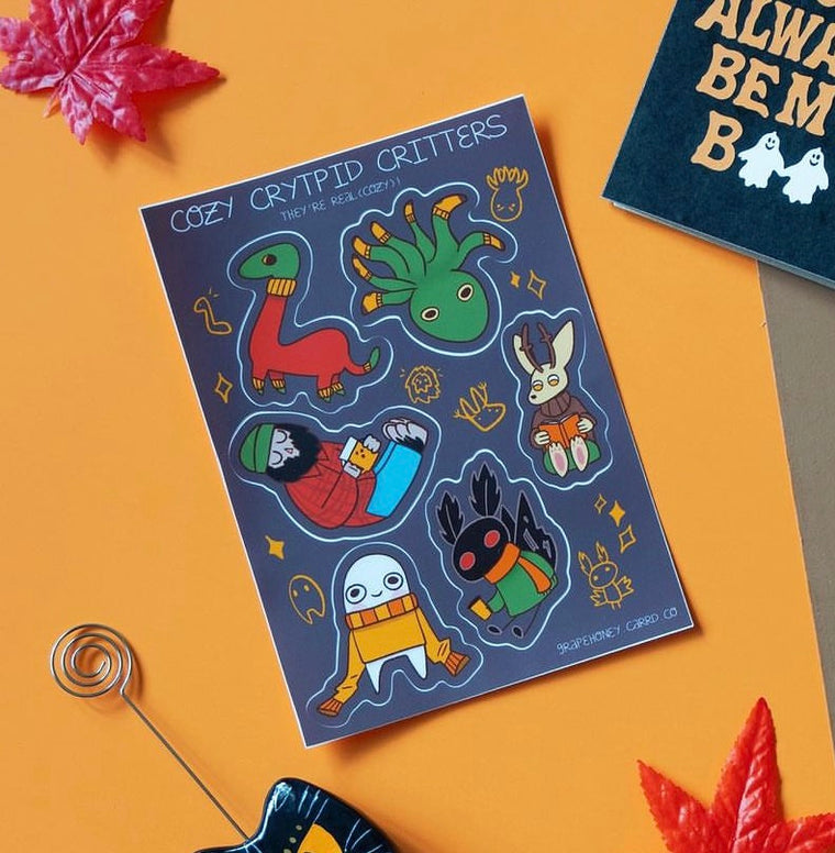Cozy Crytpid Critters Sticker Sheet
