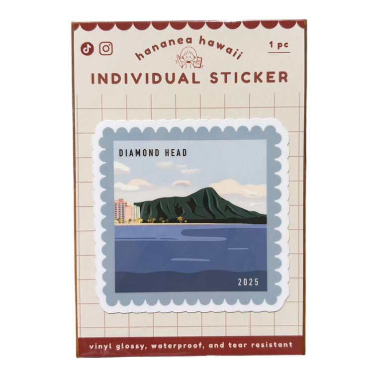 Diamond Head Postage Stamp Sticker
