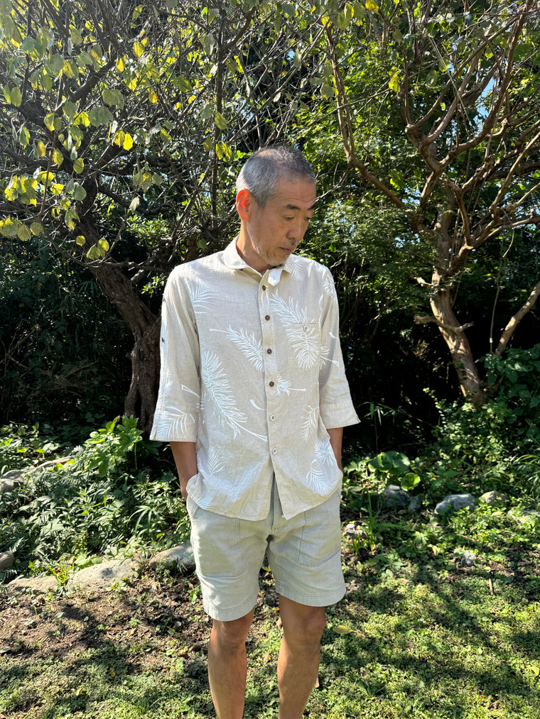 Palm Reef #4 Round Collar Shirt by PLUS ALOHA