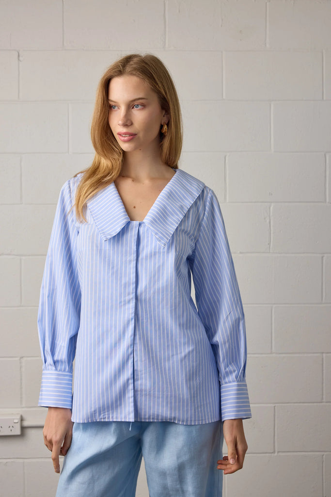 Isla Shirt Blue Stripe by TOWA