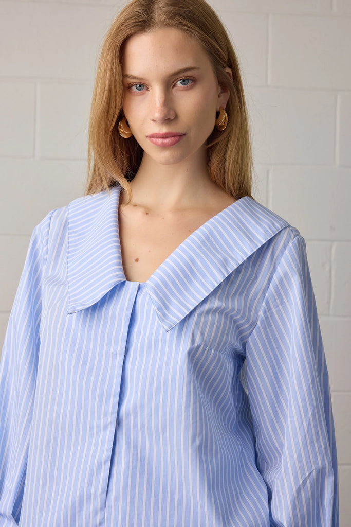 Isla Shirt Blue Stripe by TOWA