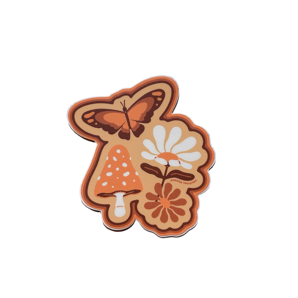 Orange Groovy Floral Sticker