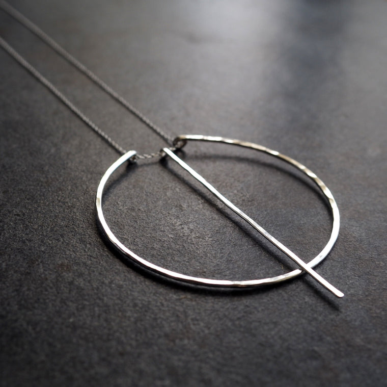 Long Bar Circle Necklace by GREEN TEA LEAVES JEWELRY