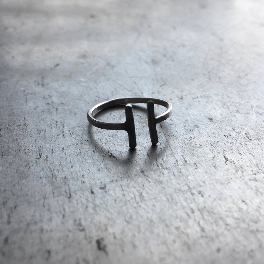 Double T Bar Ring by GREEN TEA LEAVES JEWELRY